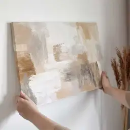 Tableau abstrait peinture beige