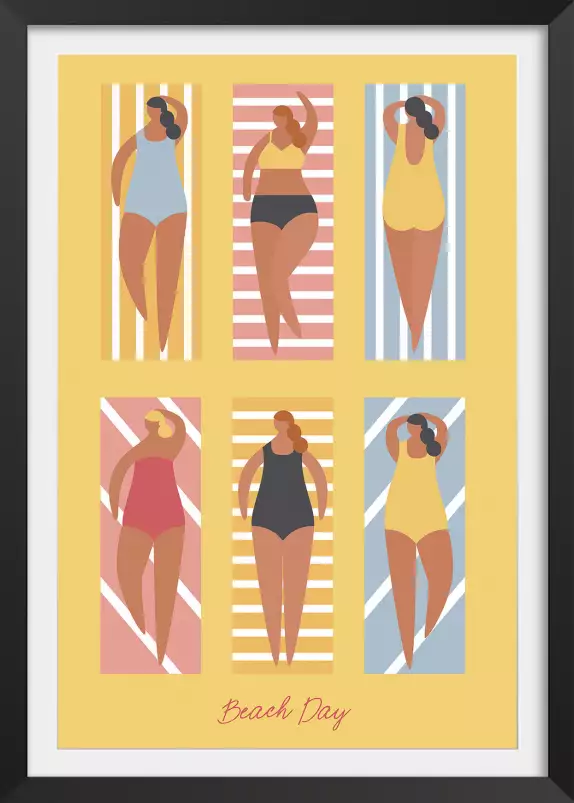 Bronzette à la plage - affiche pop art