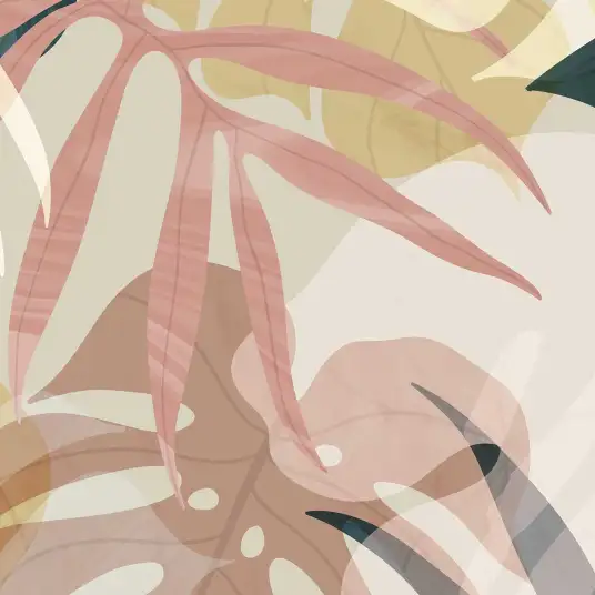 Feuilles tropicales roses - papier peint monstera