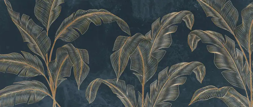 Bananier sur fond Cobalt - papier peint motif plantes