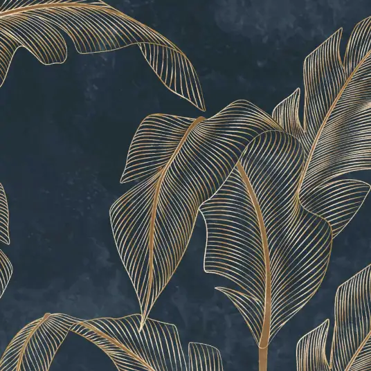 Bananier sur fond Cobalt - papier peint motif plantes