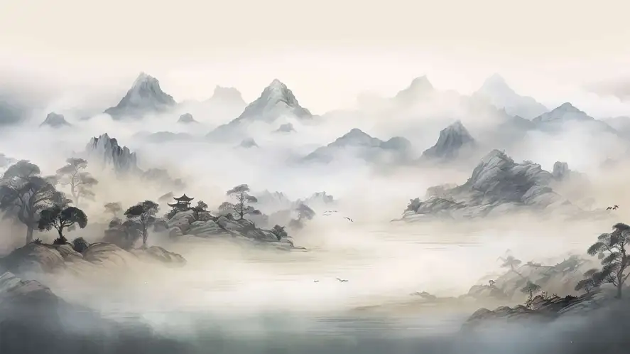 Horizon chine traditionnelle - panoramique montagne