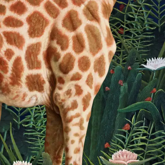 Girafe et jardin d'Eden - papier peint jungle animaux