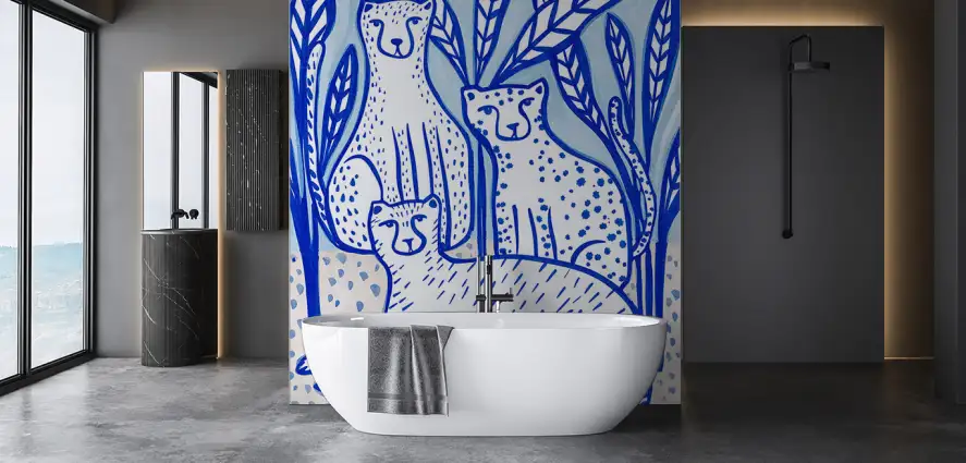 Guépards bleus - papier peint animaux sauvages noir et blanc