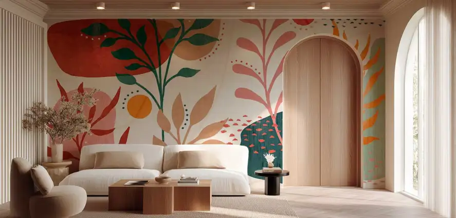 Floraison abstraite - papier peint design chambre