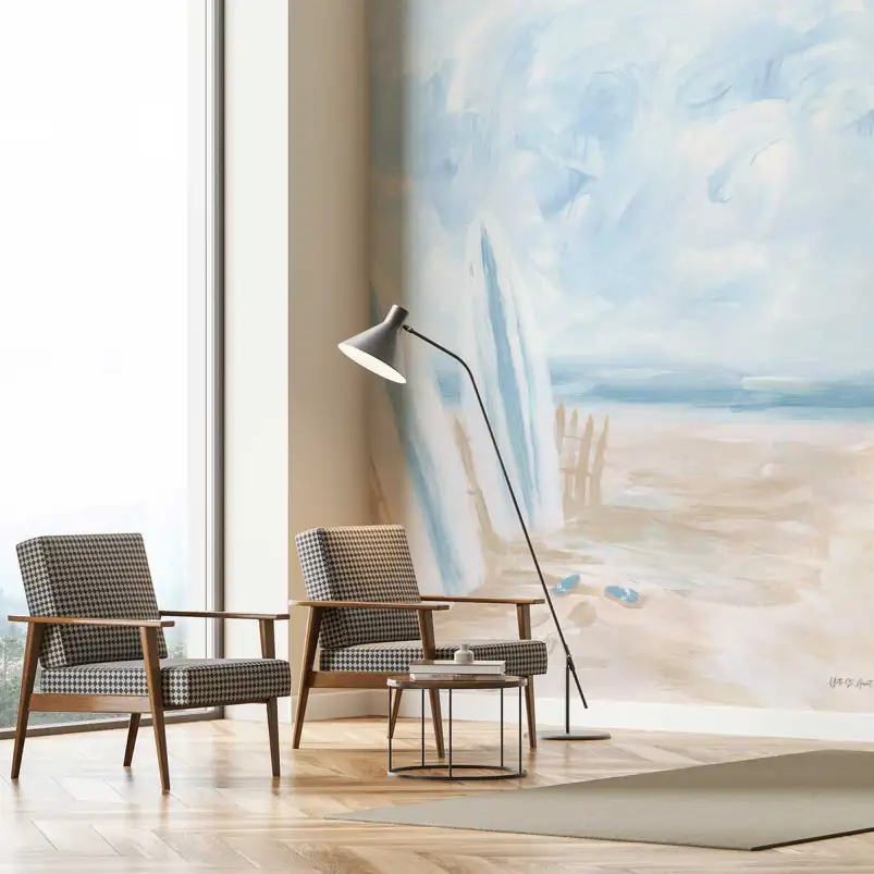 Deux surfs sur la plage - papier peint plage