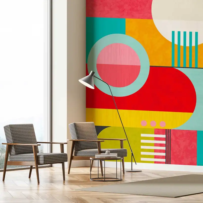 Mid century coloré - papier peint coloré design