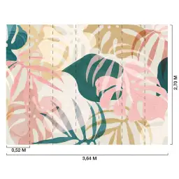 Feuillage Tropical Rose - tapisserie panoramique feuilles