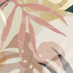 Feuillage Tropical Rose - tapisserie panoramique feuilles