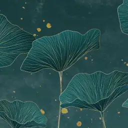 Ginkgo Bleu Paon - tapisserie panoramique feuilles
