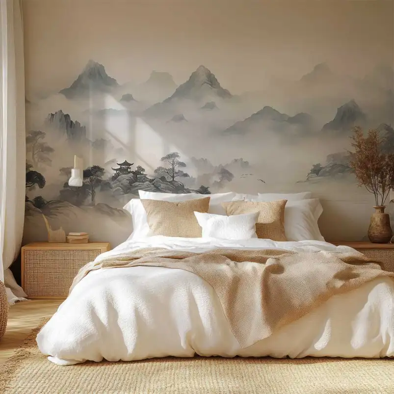 Paysage Chine lointaine - tapisserie panoramique montagne