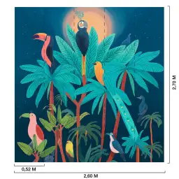 Oiseaux Tropicaux au Sommet - tapisserie panoramique chambre enfant