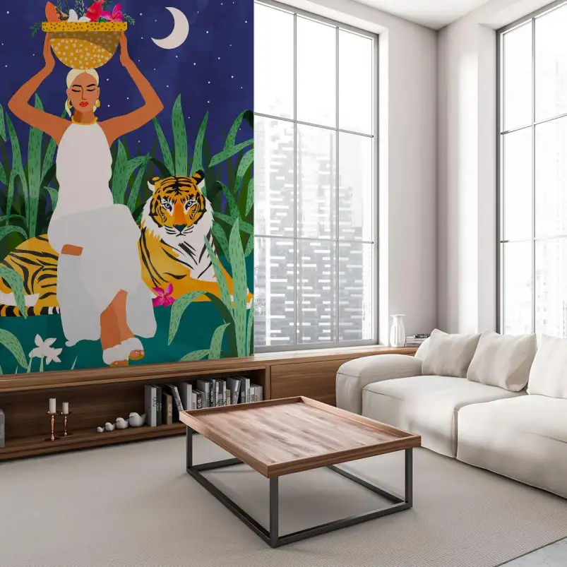 Tigresses Sauvages - tapisserie panoramique chambre enfant