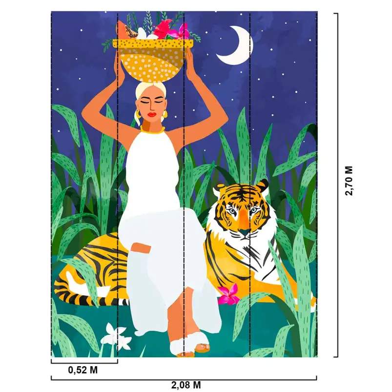 Tigresses Sauvages - tapisserie panoramique chambre enfant