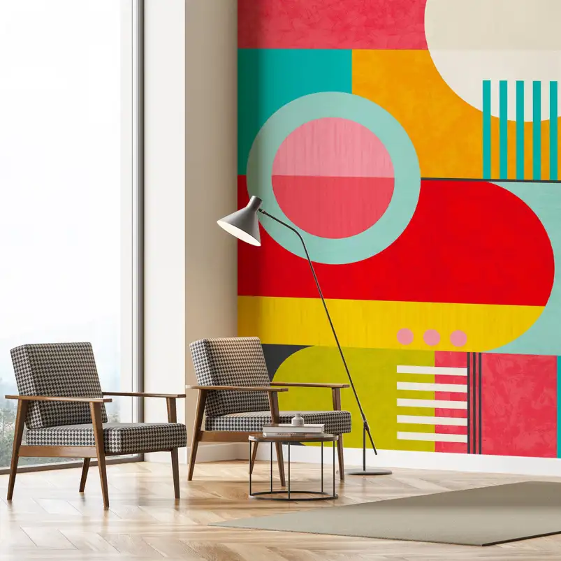 Géométrie Multicolore - tapisserie panoramique graphique