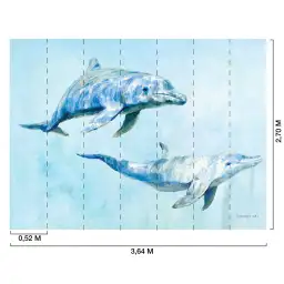 Dauphins en Bleu - tapisserie panoramique ado garçon