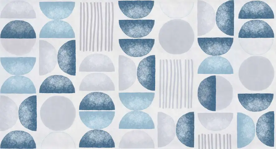 Papier peint Sphères Azur & Grège - papier peint abstrait coloré