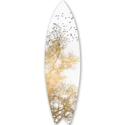 Planche de surf décorative blanche et dorée
