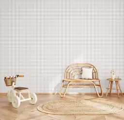 Papier peint vichy rose poudré blanc enfant