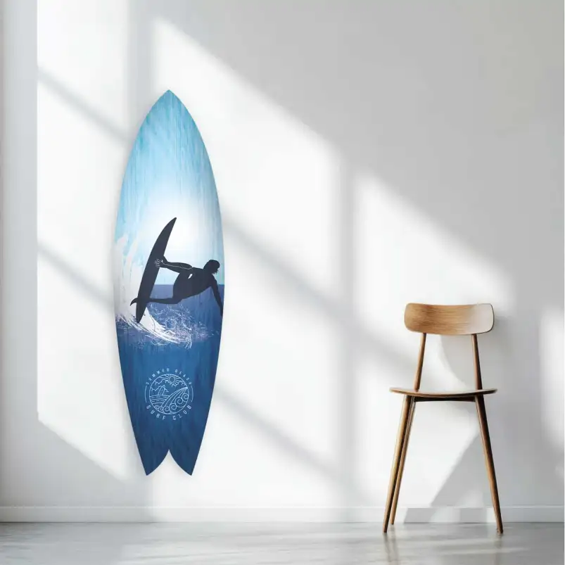 Planche de surf déco en aludibond Top turn