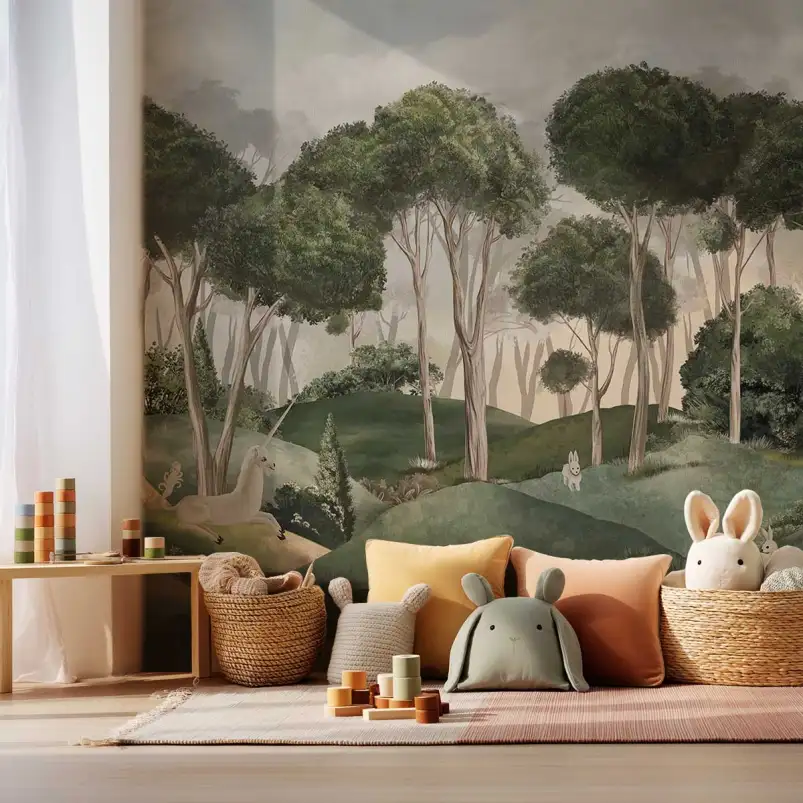Papier peint licorne chambre fille - Le Conte de la Licorne