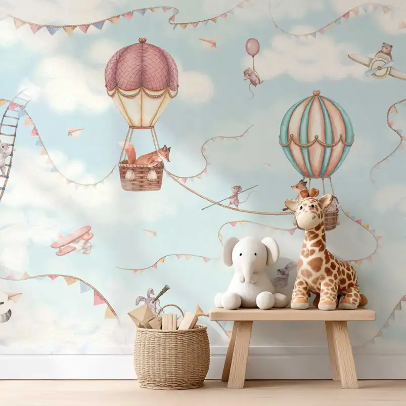 Papier peint nuages chambre bébé - La Vie dans les Nuages