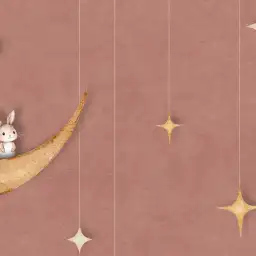 Papier peint ours et lune chambre enfant - L'Ours et la Lune d'Or