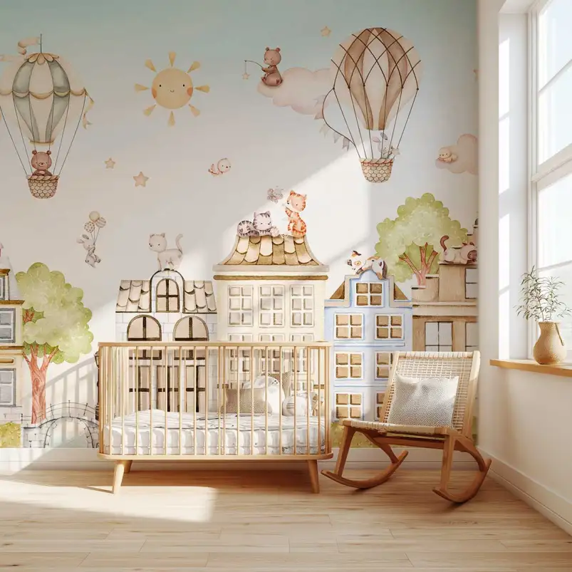Décor mural enfant  de 364*270cm - Chats sur les Toits
