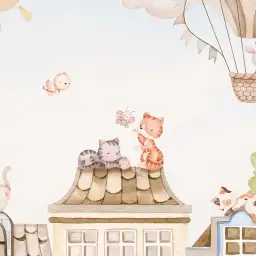 Papier peint chat chambre enfant - Chats sur les Toits