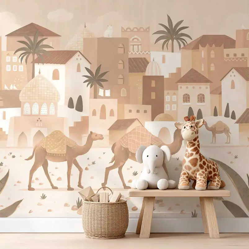 Papier peint aventure chambre garçon - La Cité des Sables