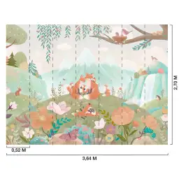 Papier peint renard chambre enfant - La Famille Goupil