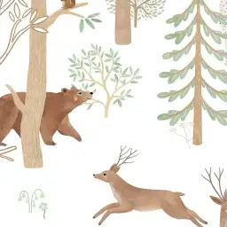 Papier peint bois animaux chambre bébé - Le Bois Joli