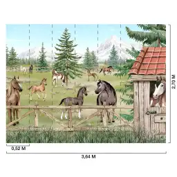 Papier peint chevaux et western chambre garçon - La Vie au Ranch
