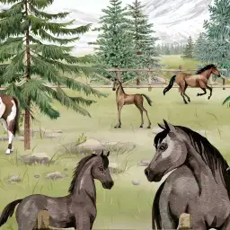Papier peint chevaux et western chambre garçon - La Vie au Ranch
