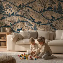 Papier peint panoramique chambre enfant - Cache-Cache dans la forêt