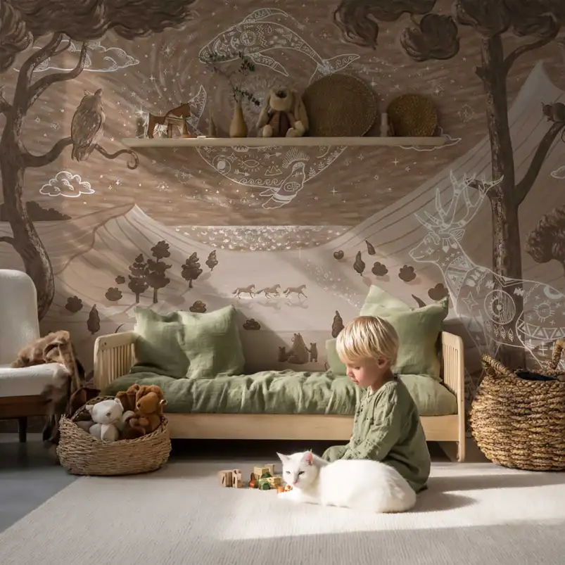 Papier peint animaux célestes chambre enfant - Les Gardiens Célestes