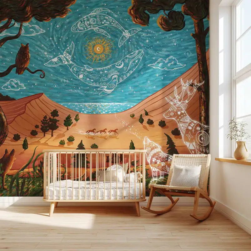 Papier peint baleine mythologique chambre enfant - La Légende de Sedna