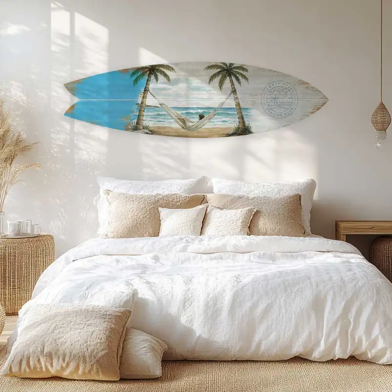 Planche de surf deco Sieste sous les cocotiers