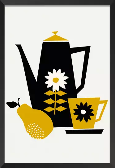 Théière et tasse - illustration café