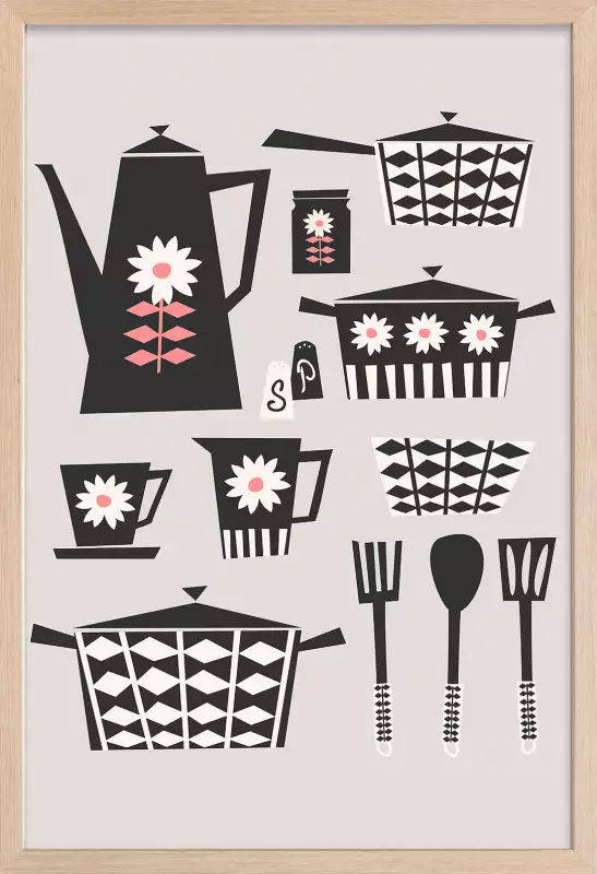 Tableau rétro kitchen set│cadre deco et tableaux │Hexoa