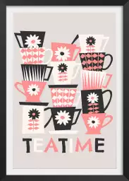 Tasses tea time - affiche cuisine vintage