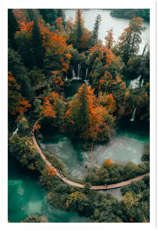Lac et forêt en automne - tableau montagne