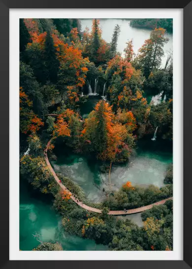 Lac et forêt en automne - tableau montagne