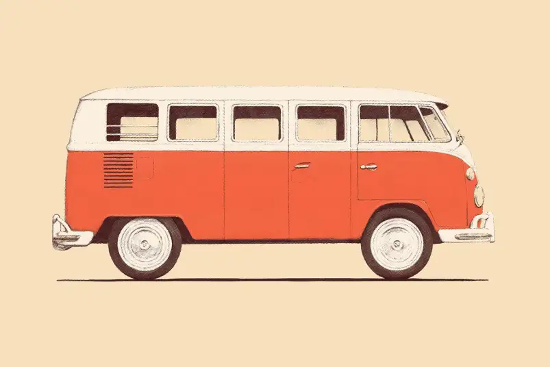 Red van - affiche voiture vintage