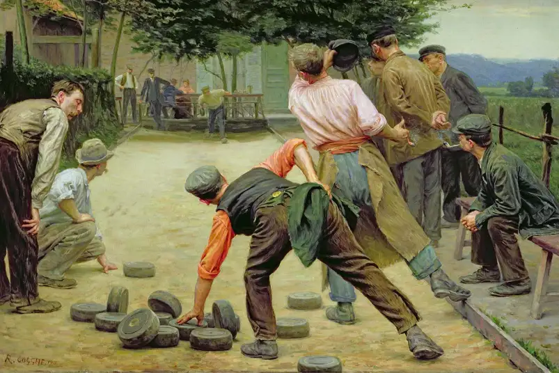 Le jeu de Bourles dans les Flandres en 1911 - poster tableau celebre