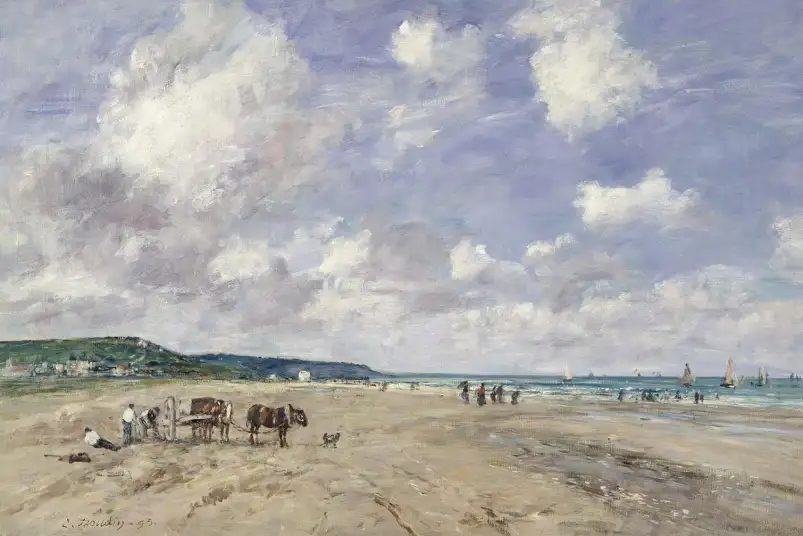 La plage de Tourgeville par Louis Boudin 1893 - affiche de tableau celebre