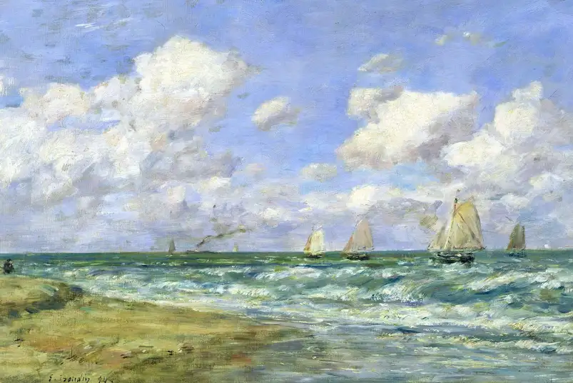 Scène marine par Louis Boudin - tableau célèbre