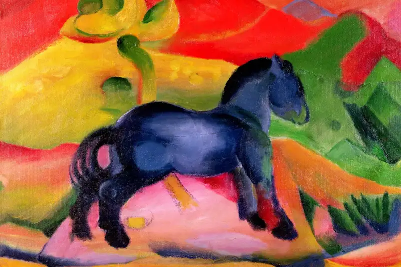 Petit cheval bleu peint en 1912 par Franz Marc - affiche de tableau celebre
