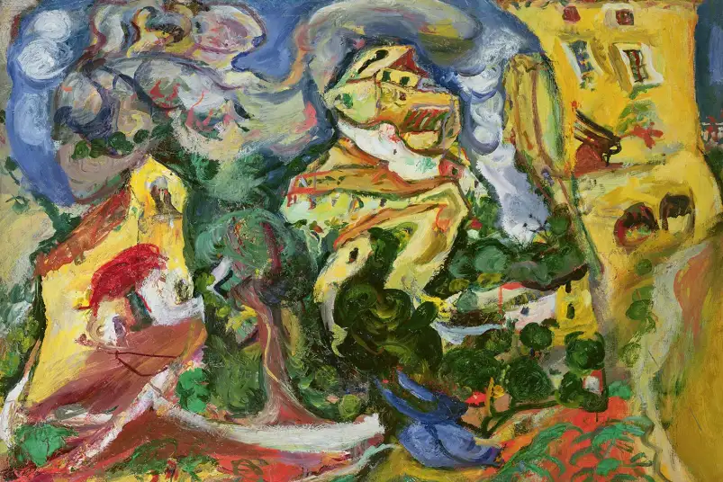 Le village par Chaim soutine en 1923 - poster de tableau celebre