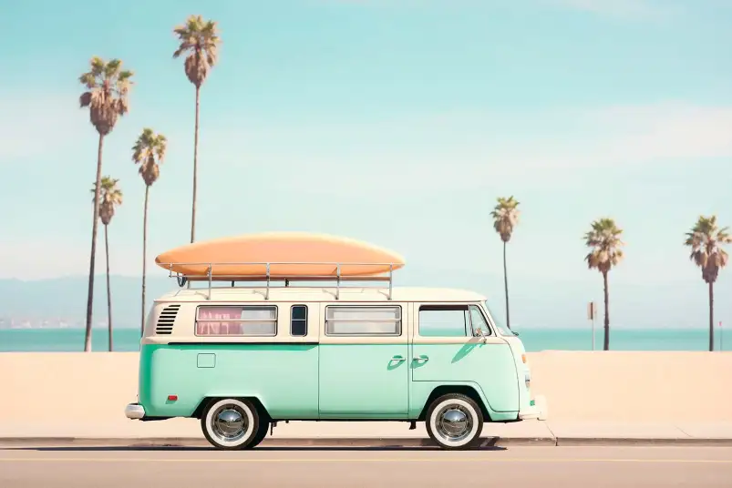 Affiche bord de mer Surf Car Beach